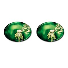 Dandelion Flower Green Chief Cufflinks (oval) by FunnyCow