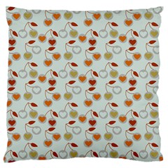 Heart Cherries Grey Large Flano Cushion Case (one Side) by snowwhitegirl