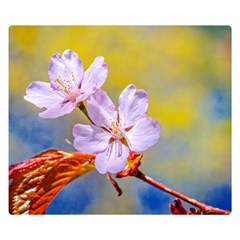Sakura Flowers On Yellow Double Sided Flano Blanket (small)  by FunnyCow