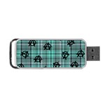 Aqua  Plaid Anarchy Portable USB Flash (Two Sides) Front
