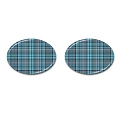 Teal Plaid Cufflinks (oval) by snowwhitegirl