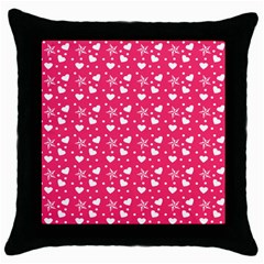 Hearts And Star Dot Pink Throw Pillow Case (black) by snowwhitegirl