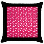 Hearts And Star Dot Pink Throw Pillow Case (Black) Front