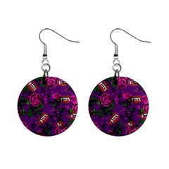 Purple  Rose Vampire Mini Button Earrings by snowwhitegirl