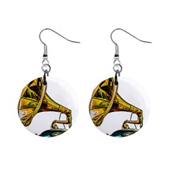 Vintage Gramophone Mini Button Earrings by FunnyCow