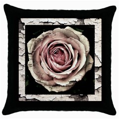 Vintage Rose Throw Pillow Case (black) by vintage2030
