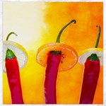 Three Red Chili Peppers Canvas 12  x 12  11.4 x11.56  Canvas - 1