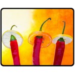 Three Red Chili Peppers Double Sided Fleece Blanket (Medium)  58.8 x47.4  Blanket Back