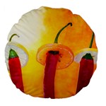 Three Red Chili Peppers Large 18  Premium Flano Round Cushions Front