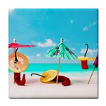Red Chili Peppers On The Beach Tile Coasters Front