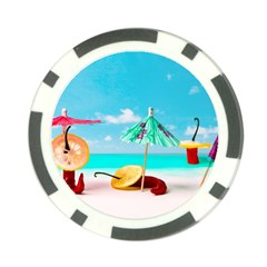 Red Chili Peppers On The Beach Poker Chip Card Guard by FunnyCow