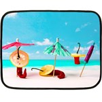 Red Chili Peppers On The Beach Double Sided Fleece Blanket (Mini)  35 x27  Blanket Back