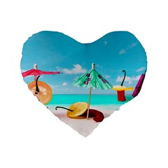 Red Chili Peppers On The Beach Standard 16  Premium Flano Heart Shape Cushions by FunnyCow