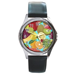 Fruit Picture Drawing Illustration Round Metal Watch by Sapixe