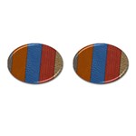 Leather Background Structure Orange Cufflinks (Oval) Front(Pair)