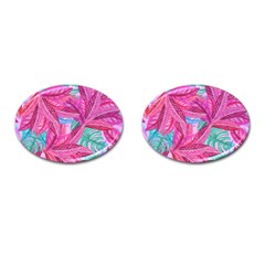 Leaves Tropical Reason Stamping Cufflinks (oval) by Sapixe