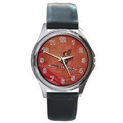 Cute Fairy Dancing On A Piano Round Metal Watch by FantasyWorld7