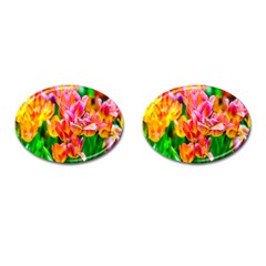 Blushing Tulip Flowers Cufflinks (oval) by FunnyCow