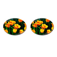 Yellow Orange Tulip Flowers Cufflinks (oval) by FunnyCow