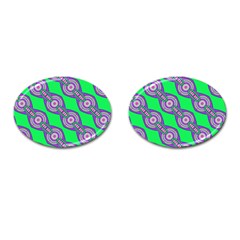 Purple Chains On A Green Background                                                    Cufflinks (oval) by LalyLauraFLM