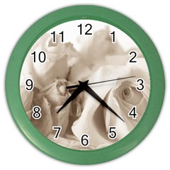 Vintage Rose Shabby Chic Background Color Wall Clock by Sapixe