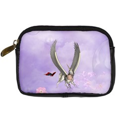 Cute Little Pegasus With Butterflies Digital Camera Leather Case by FantasyWorld7