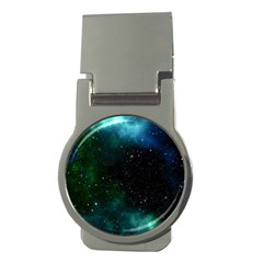 Galaxy Sky Blue Green Money Clips (round)  by snowwhitegirl