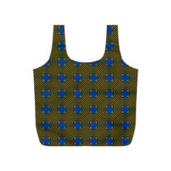 Mod Yellow Blue Circles Pattern Full Print Recycle Bag (s) by BrightVibesDesign