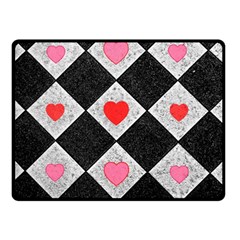 Diamonds Hearts Mosaic Pattern Double Sided Fleece Blanket (small)  by Simbadda