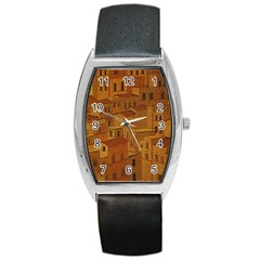 Roof Building Canvas Roofscape Barrel Style Metal Watch by Simbadda