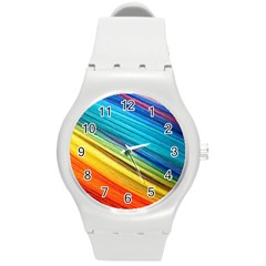 Rainbow Round Plastic Sport Watch (m) by NSGLOBALDESIGNS2