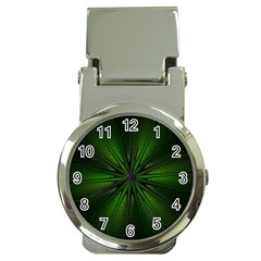 Green Fractal Art Artistic Pattern Money Clip Watches by Nexatart