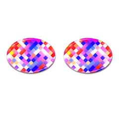 Squares Pattern Geometric Seamless Cufflinks (oval) by Sapixe