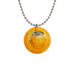 Orange Drink Splash Poster 1  Button Necklace by Sapixe