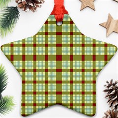 Geometric Tartan Pattern Square Ornament (star) by Sapixe