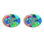 Retro Wave Background Pattern Cufflinks (Oval) Front(Pair)