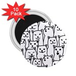 Funny Cat Pattern organic style minimalist on white background 2.25  Magnets (10 pack)  Front