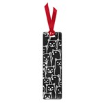 Funny Cat Pattern organic style minimalist on black background Small Book Marks Front