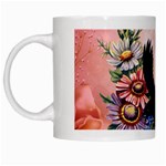 Wonderful Crow With Flowers On Red Vintage Dsign White Mugs Left