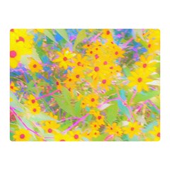 Pretty Yellow And Red Flowers With Turquoise Double Sided Flano Blanket (mini)  by myrubiogarden