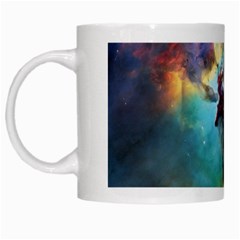 Lagoon Nebula Interstellar Cloud Pastel Pink, Turquoise And Yellow Stars White Mugs by genx