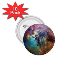 Lagoon Nebula Interstellar Cloud Pastel Pink, Turquoise And Yellow Stars 1 75  Buttons (10 Pack) by genx