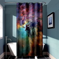 Lagoon Nebula Interstellar Cloud Pastel Pink, Turquoise And Yellow Stars Shower Curtain 36  X 72  (stall)  by genx