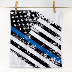 Usa Flag The Thin Blue Line I Back The Blue Usa Flag Grunge On White Background Face Towel by snek