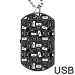 Tape Cassette 80s Retro GenX Pattern black and White Dog Tag USB Flash (Two Sides) Front
