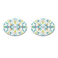 Graphic Design Geometry Shape Pattern Geometric Cufflinks (oval) by Wegoenart