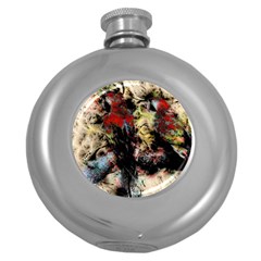 Ara Bird Parrot Animal Art Round Hip Flask (5 Oz) by Wegoenart
