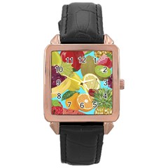 Fruit Picture Drawing Illustration Rose Gold Leather Watch  by Wegoenart