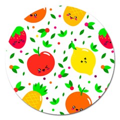 Pattern Fruit Fruits Orange Green Magnet 5  (round) by Wegoenart
