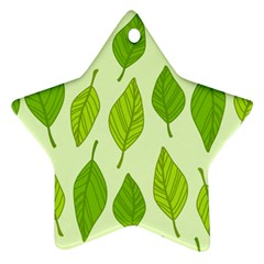 Autumn Background Boxes Green Leaf Ornament (star) by Wegoenart